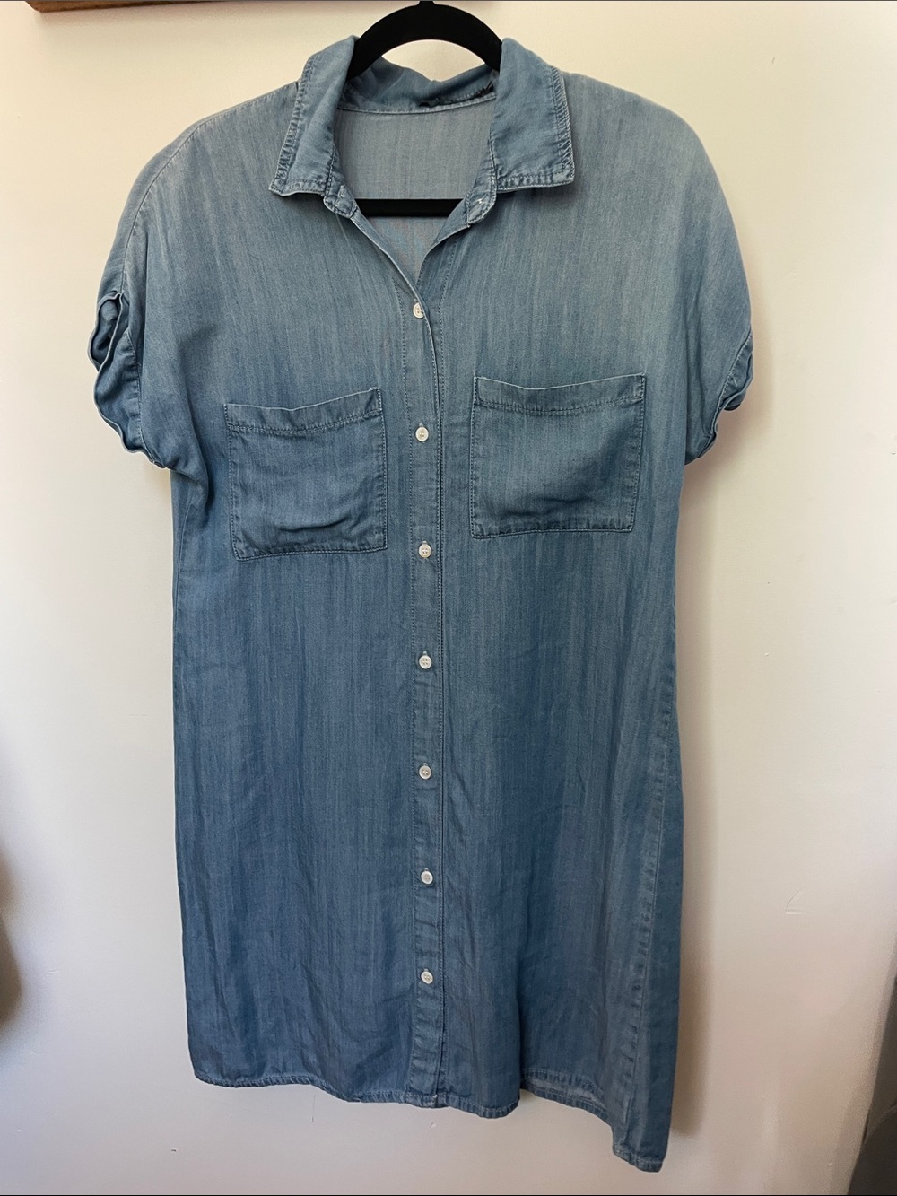 Light Blue Denim Shirt Dress - Casual Button-Front Mini